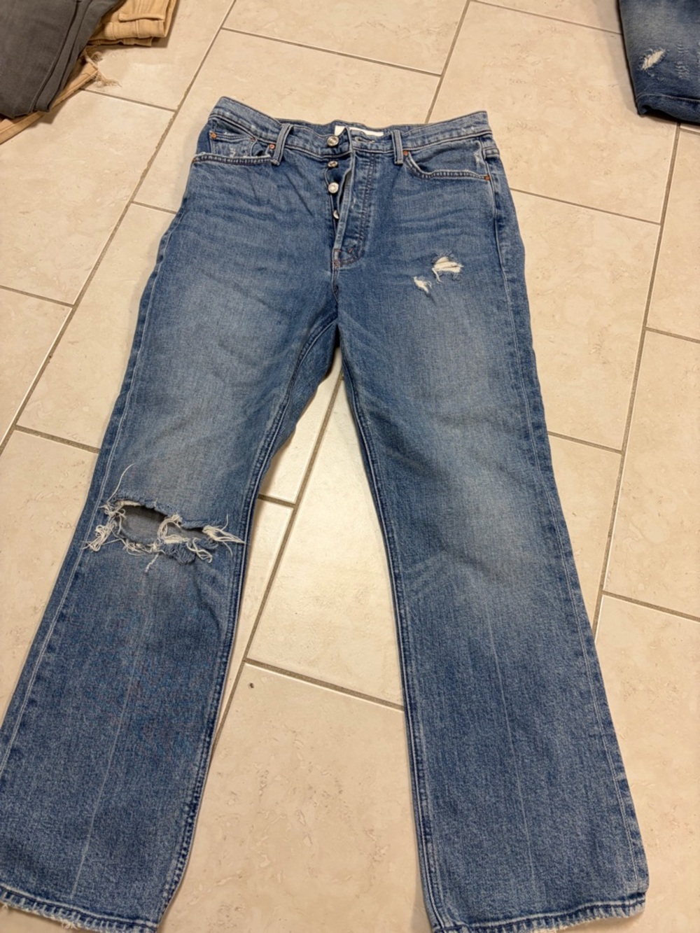 MOTHER Women’s Distressed Blue Denim Jeans